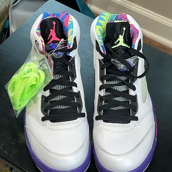 White and Purple Sneakers with Neon Accents